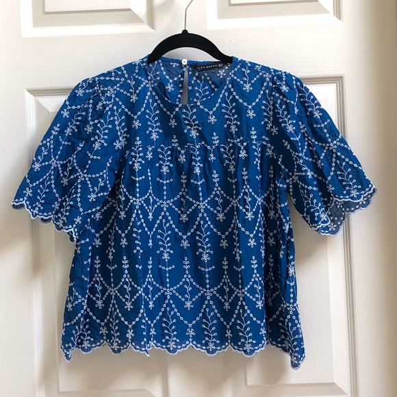 Zara | Tops | Zara Royal Blue Eyelet 